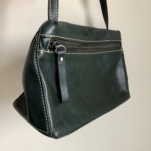 Genuine Leather Dark Green Small Crossbody Bag